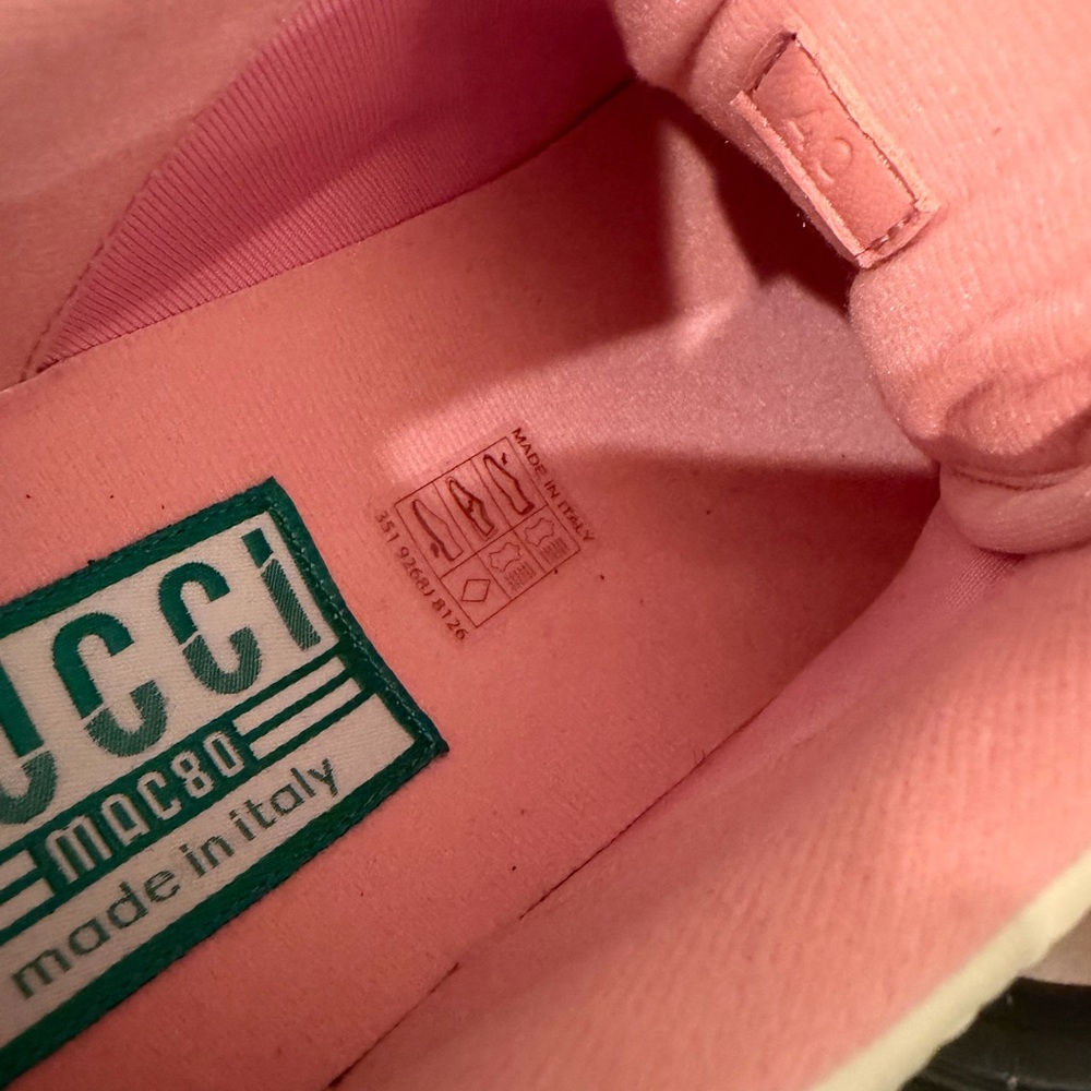 Gucci Mac80 Pink & Grey Calfskin Leather Sneakers - Picture 9 of 16